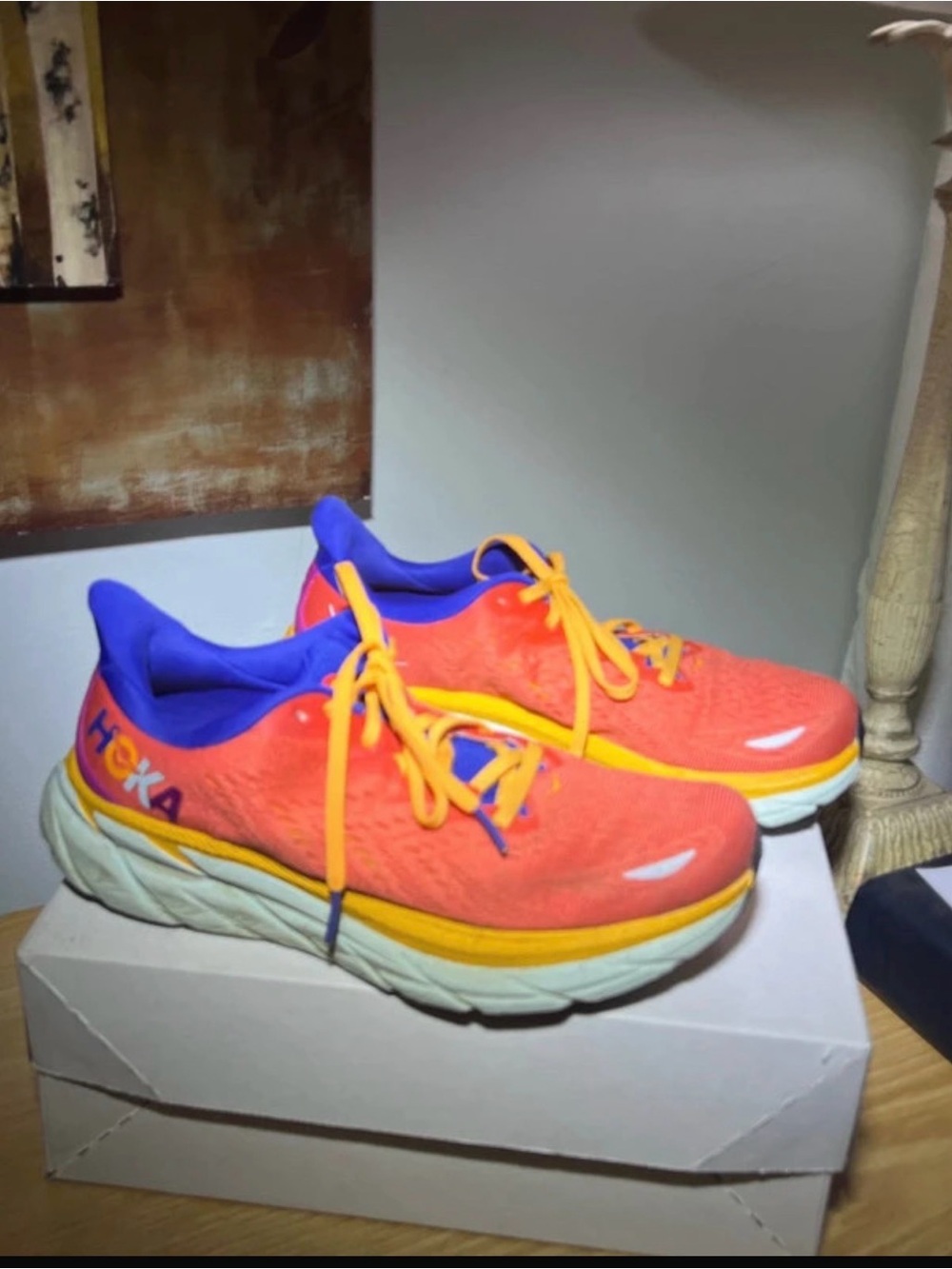 Hoka Women's Orange and Purple Cushion Running Sneakers